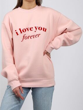 Brunette The Label “I Love You Forever” Crewneck Sweatshirt (NWOT) Cotton Candy